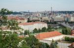 View From The Castle Entrance Towards Prague Stock Photo