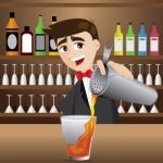 Cartoon Bartender Pouring Cocktail Stock Photo