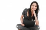 Woman With Laptop  Stock Photo