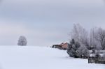 Snowy Winter In A Village Stock Photo