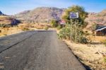 Road Signs By The Road To Gondar In Ethiopia Stock Photo