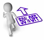 Running Character Shows Sale Discount Fifty Percent Off 50 Stock Photo