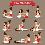 Set Of Thai Massage Positions Design For Healty Stock Photo