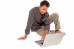 Man Using Laptop Stock Photo