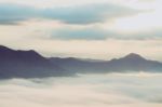 Sea Of Fog And Mountain Stock Photo