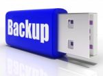 Backup Pen Drive Shows Storage Organization Or Data Archiving Stock Photo