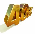 3d Gold 40 Forty Percent Discount Sign Stock Photo