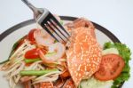 Papaya Salad With Crabs Of Thai Style Stock Photo