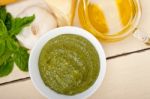 Italian Basil Pesto Sauce Ingredients Stock Photo