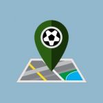 Soccer Ball Map Pin With Map Stock Photo