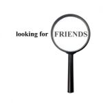 Looking For Friends With Magnify Glass Isolated On White Backgro Stock Photo