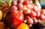 Red Apple At The Market Place Stock Photo