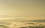 Landscape Of Mountain With The Clouds And Fog Stock Photo