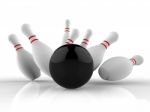 Bowling Strike Showing Winning Skittles Game Stock Photo