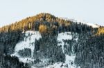 Sunny Day At Ski Resort In Austria Stock Photo