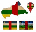 Grunge Central African Republic Flag, Map And Map Pointers Stock Photo