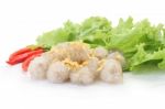 Tapioca Balls With Pork Filling On White Floor Stock Photo