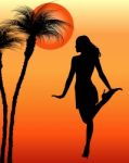 Silhouette Of Dancing Girl Stock Photo