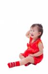 Little Asian Girl (thai) In Traditional Chinese Cheongsam Stock Photo