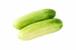 Two Whole Cucumbers On White Background Stock Photo