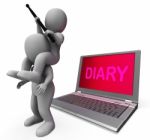 Diary Laptop Characters Show Internet Appointment Or Schedules Stock Photo