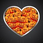 Halloween Pumpkin Full In Heart Metal Plate Stock Photo