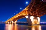 Seongsu Bridge At Night In Seoul,korea Stock Photo