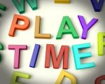 Play Time Written In Kids Letters Stock Photo