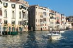 Powerboat Cruising Down The Grand Canal Stock Photo