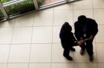 Top View Of Two Indian Boys Working On A Tablet Stock Photo