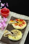 Moon Cake With Beverage Stock Photo