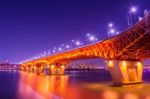 Seongsu Bridge At Night In Seoul,korea Stock Photo