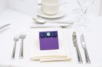 Luxury Scottish Wedding Gala Table Setting Stock Photo