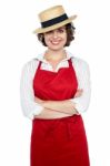 Elegant Presentable Baker Woman Standing Stock Photo