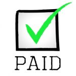 Paid Tick Represents Mark Paying And Bills Stock Photo