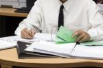 Businessman Writing Paper In File Stock Photo