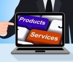 Products Services Keys Displays Company Goods And Assistance Stock Photo