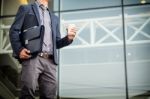 Outdoor Portrait Of Middle Aged Senior Business Man Stock Photo