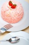 Fresh Strawberry And Whipped Cream Dessert Stock Photo