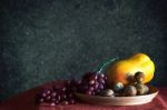 Fruiys In A Tray On The Table Stock Photo