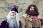 Hagrid And Dumbledore Performing At Alnwick Castle Stock Photo