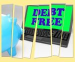 Debt Free Piggy Bank Shows No Debts And Financial Freedom Stock Photo