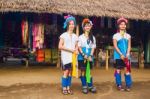 Karen Tribal Girls From Padaung Long Neck Hill Tribe Village Stock Photo