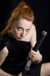 Ree Woman With Katana Stock Photo