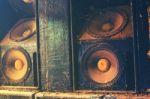 Music Sound Speakers Hanging On The Wall In Monochrome Vintage S Stock Photo