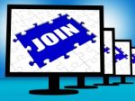 Join On Monitors Shows Sign Up Registration Membership Or Volunt Stock Photo