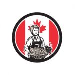 Canadian Female Organic Farmer Canada Flag Icon Stock Photo