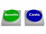 Costs Benefits Buttons Shows Cost Benefit Analysis Stock Photo