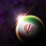 Iran  Flag On 3d Football With Rising Sun Stock Photo