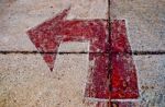 The Sign Of Return Right On Floor Road Stock Photo